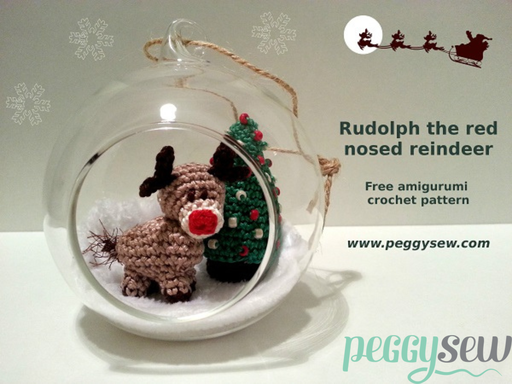 Rudolph the red nosed reindeer, free crochet pattern